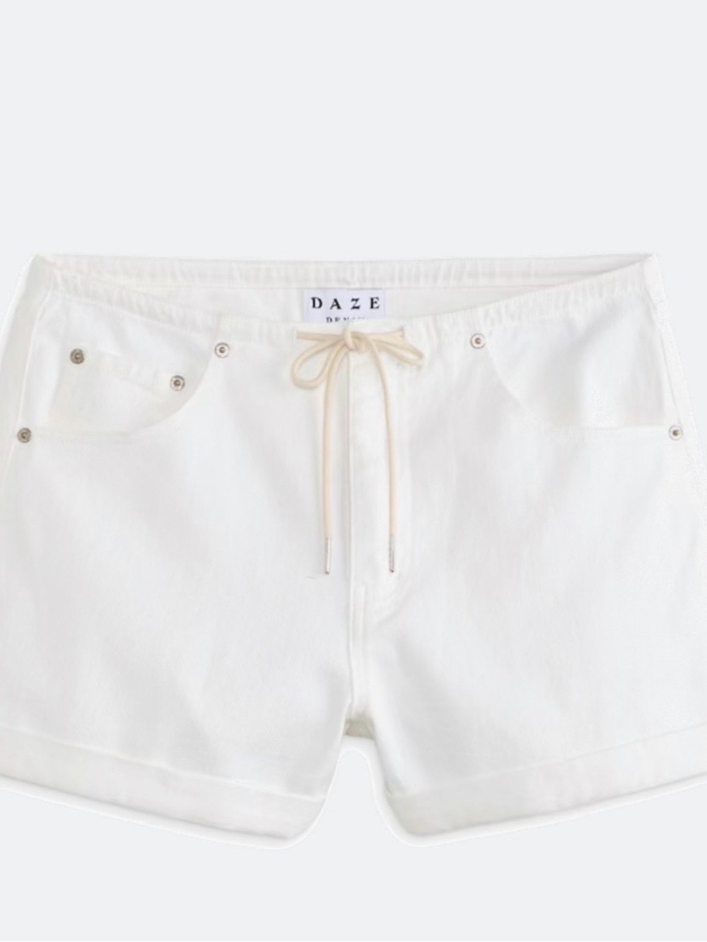 DAZE White Drawstring Denim Athletic Shorts